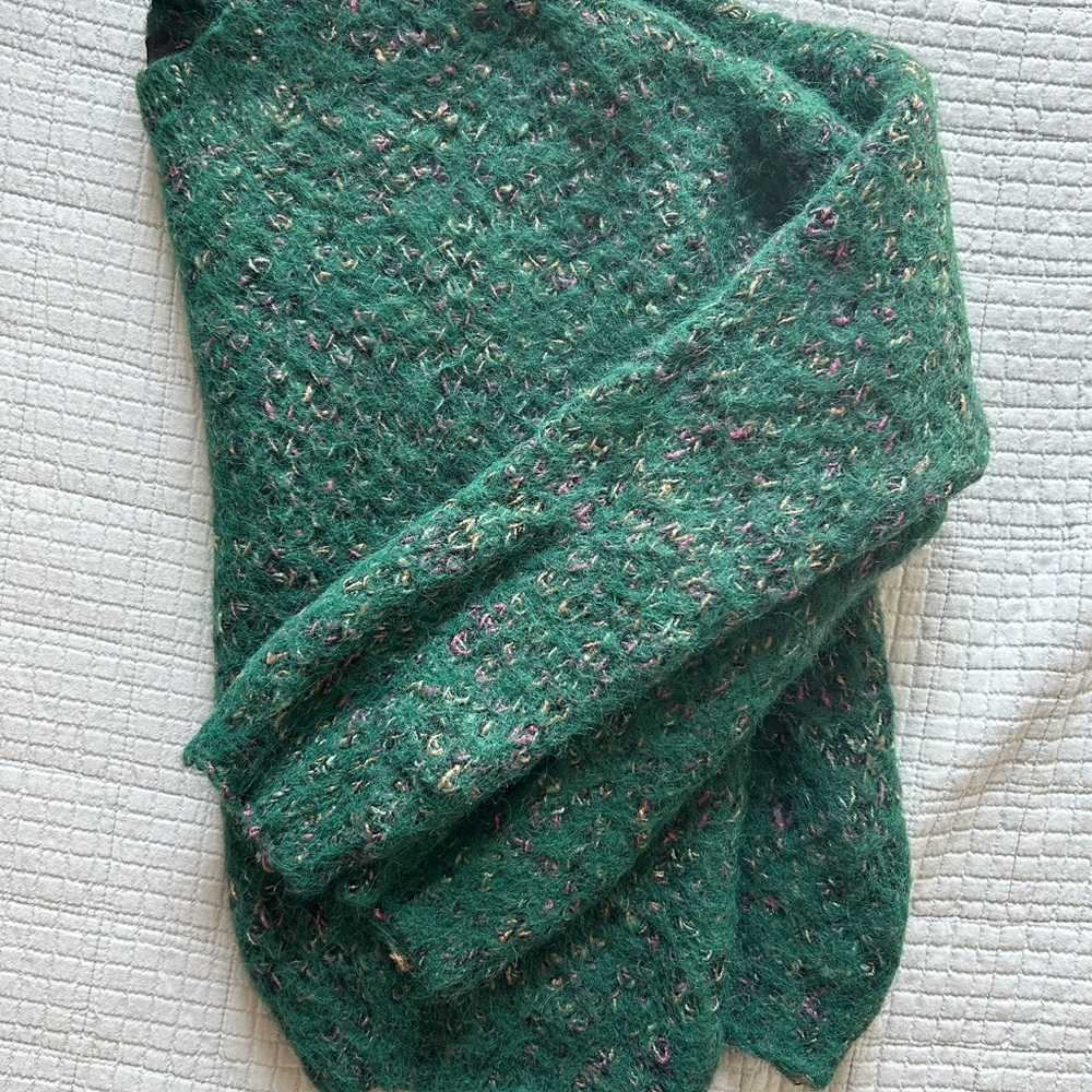Lumiére Green Cropped Eyelash Sweater